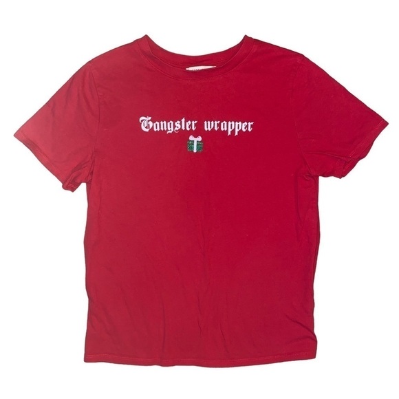 Gangster Wrapper! 🎁 Red Christmas T Shirt Small - Picture 1 of 3